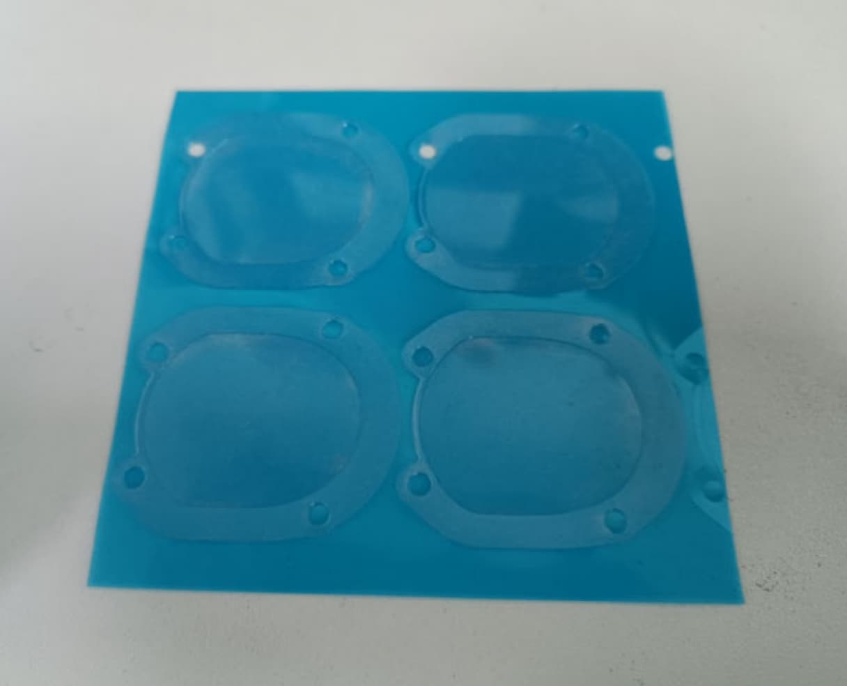 Clear blue protective film die-cut parts